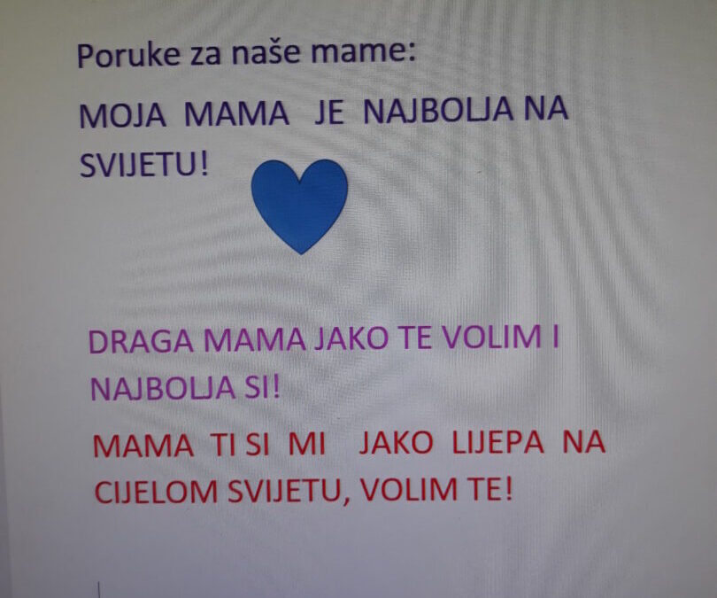 Majčin dan u 1. e razredu na satu Informatike